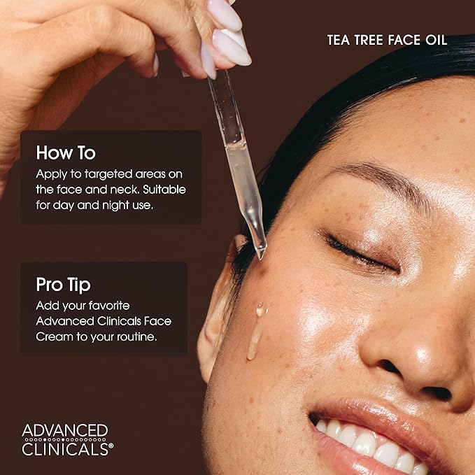 Advanced Clinicals Tea Tree Oil For Skin Facial Serum | Tea Tree Serum For Face With Vitamin E + Botanicals To Help Improve Appearance Of Large Pores & Skintone For Smoother Looking Skin, 1.8 Fl Oz-BrightBean Baby