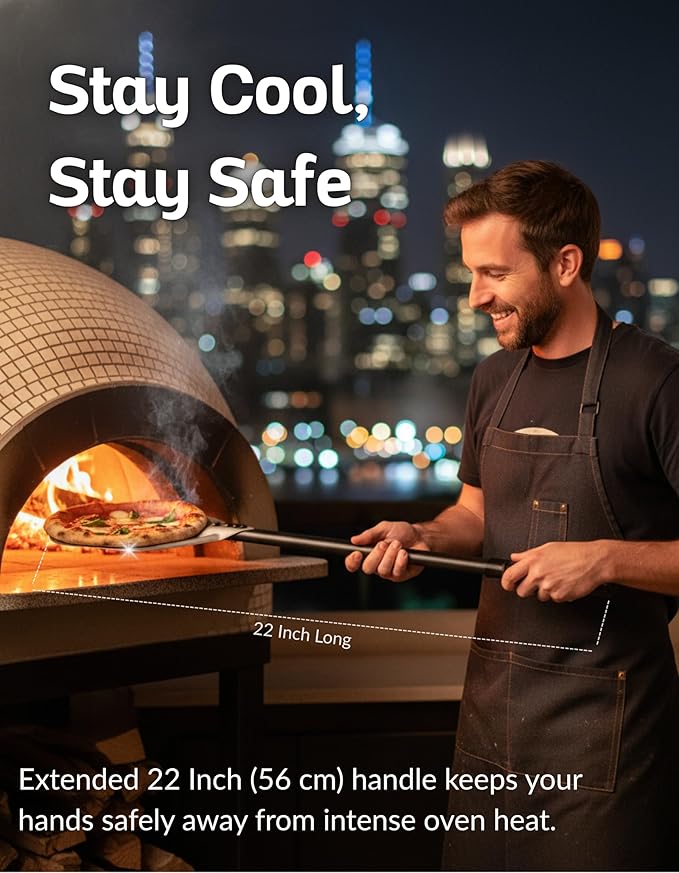 Pizza Peel Turner 7 Inch – Lightweight Aluminum Perforated Pizza Paddle with Detachable Metal Handle – Professional Pizza Oven Tool for Turning & Serving