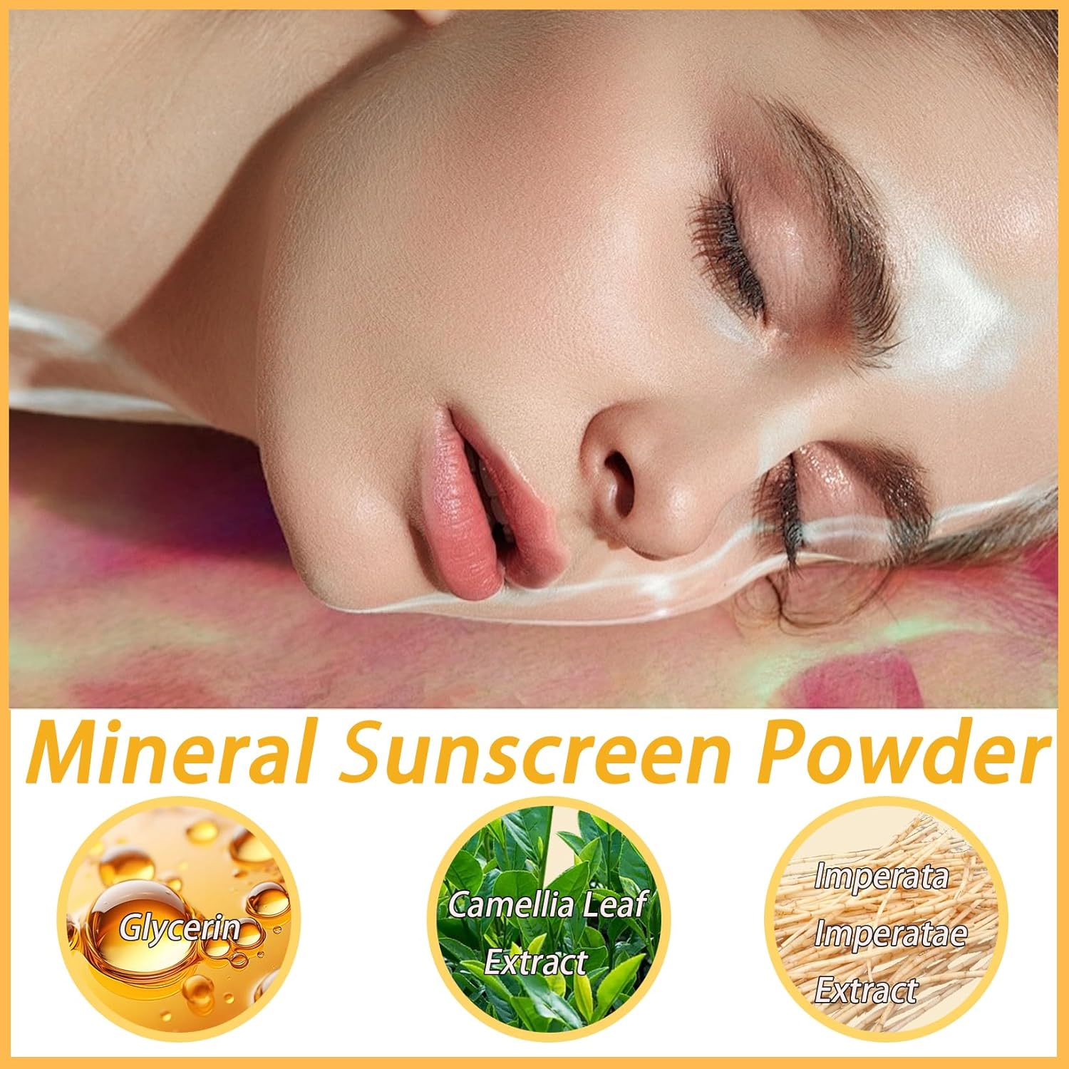 Mineral Sunscreen Setting Powder, SPF 50 PA++ Powder Sunscreen for Face, Oil Control Lightweight Breathable Translucent Concealer Brush Face Powder for All Skin-BrightBean Baby