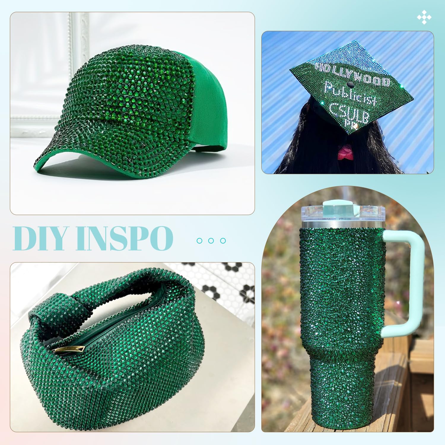 6100Pcs Resin Rhinestones for Crafting with 2Pcs 10ml B7000 Jewelry Glue, 1 Box Flatback Crystals Diamond (Emerald Green) for Bedazzling Crafts DIY Nail Art Non Hotfix Gems for Clothing Shoes-BrightBean Baby