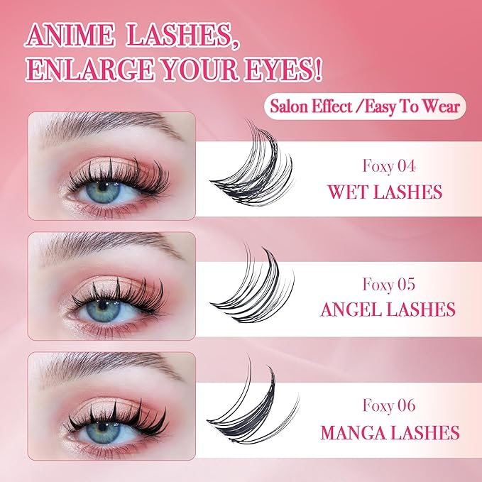 Lash Clusters - Lash Clusters Kit Mix Manga Lases 360pcs Eyelash Clusters Spiky Lases Clusters DIY at Home No Glue Included-BrightBean Baby