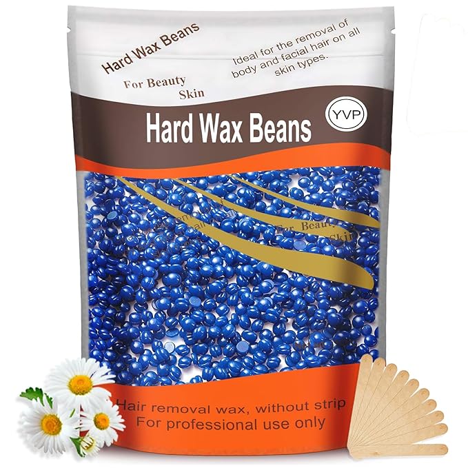 Hard Wax Beads for Hair Removal, Yovanpur Wax Beads for Sensitive Skin, Har Wax Beans for Coarse Hair, Waxing beads for Face, Eyebrow, Body, Bikini, Brazilian At Home 300g (10 Oz)/bag (Blue)-BrightBean Baby