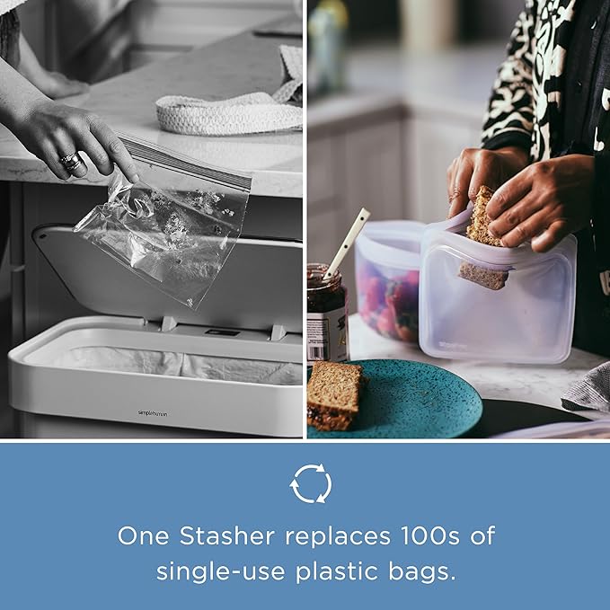 Stasher Premium Silicone Reusable Food Storage Stand-Up Mega Bag, Sea Urchin, Microwave, Sous Vide, Dishwasher, Oven and Freezer Safe, BPA Free, Leak-free, Eco-friendly, 104 Oz