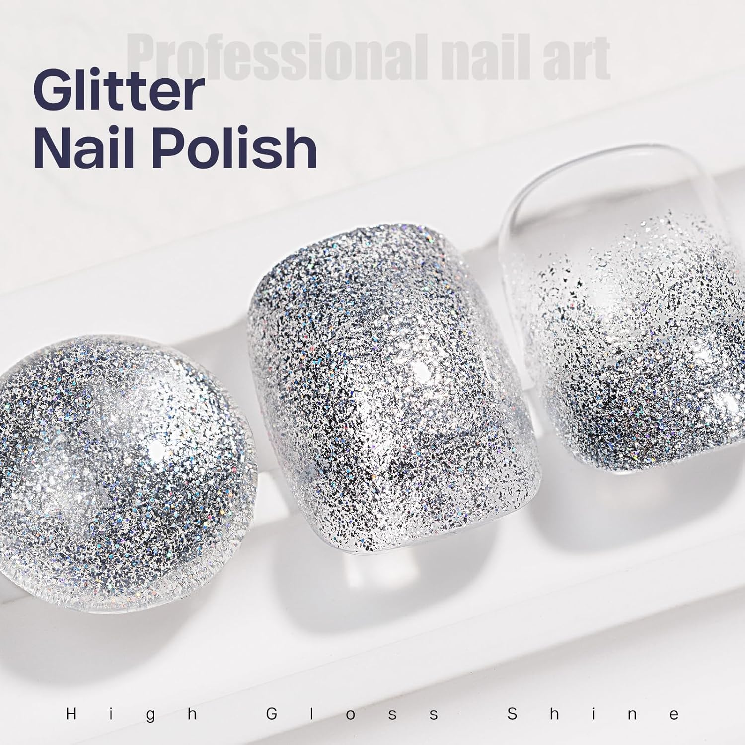 MIZHSE Quick Dry Glitter Silver Nail Polish, Classic Nail Polish Air Dry Fast, 15ml High Glossy Sparkly Shiny Shimmery Nail Art Salon Manicure Home-BrightBean Baby