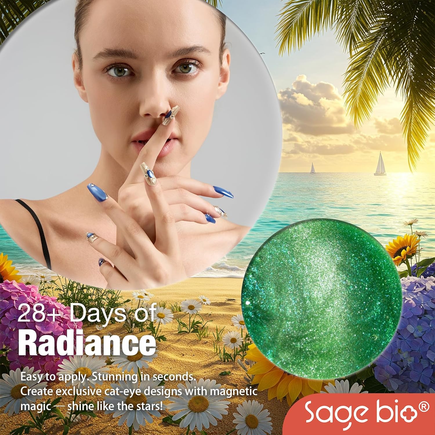 Cat Eye Gel Nail Polish, 15ml Magnetic Gel, High-Gloss Finish, Long-Lasting, DIY Manicure Kit with Magnet Stick, Stunning 3D Magnetic Effect, 03-BrightBean Baby