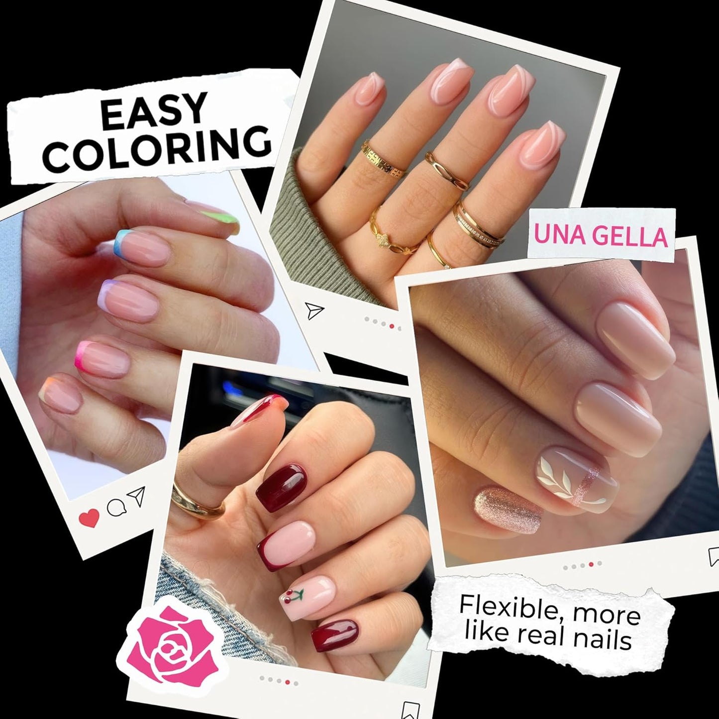 UNA GELLA Short Square Gel Nail Tips 216pcs Short Square Press on Nails Pre-shape Fake Nails for Full Cover Acrylic Nails False Nails For Nail Extension Home DIY Nail Salon 12 Sizes Gelly Tips-BrightBean Baby