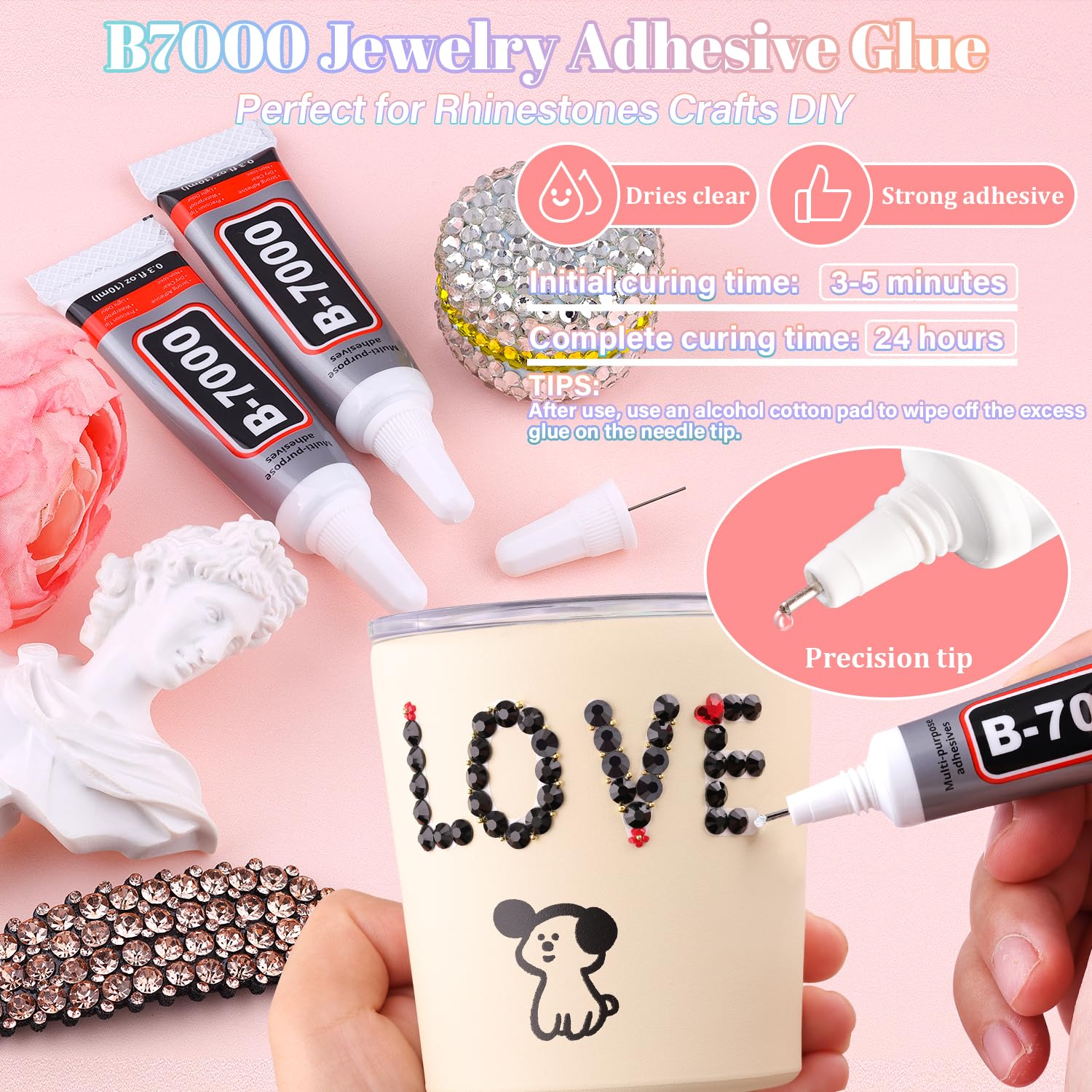 30000Pcs Resin Black Rhinestones for Bedazzling Crafting with b7000 Jewelry Glue, Bulk Flatback Gems Bedazzler Kit for Crafts Clothes Shoes Fabric Nail Diamond Art, Assorted Size 2/3/4/5/6mm-BrightBean Baby