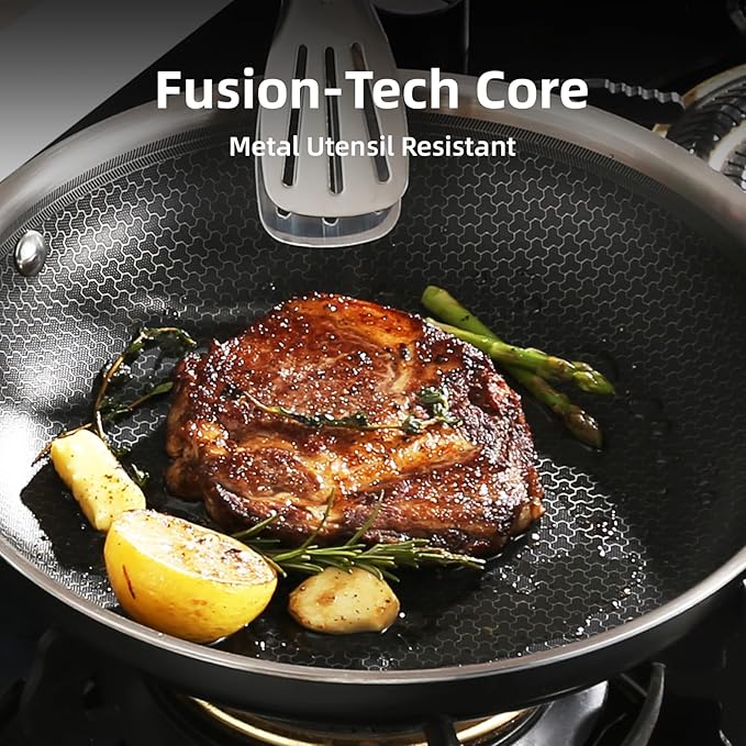 DELUXE Hybrid Ceramic Nonstick 12-Inch Fry Pan with Glass Lid