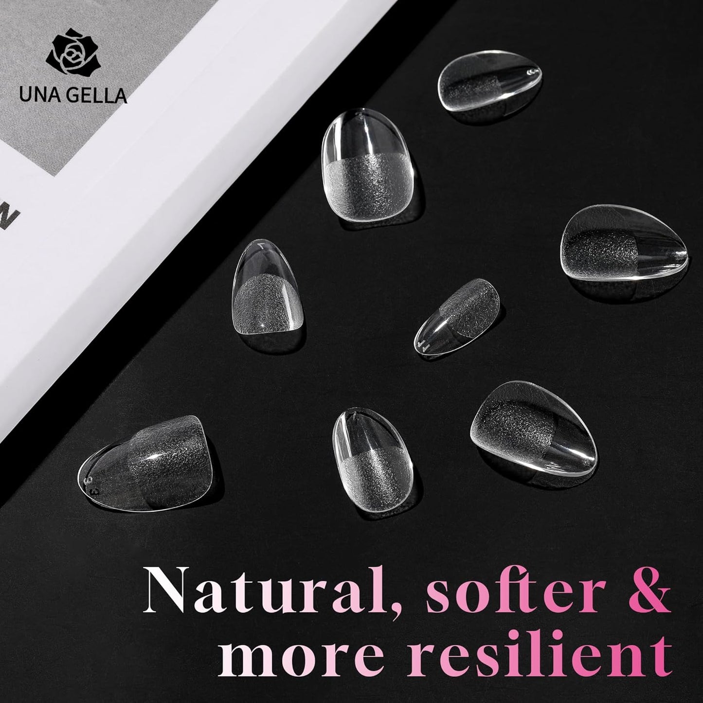 UNA GELLA Extra Short Almond Nail Tips, 312pcs XS Gel Nail Tips Almond Pre-Shaped Half Matte Full Cover No Need File Clear Fake Nails for Nails Extension Home DIY Salon 12 Sizes-BrightBean Baby