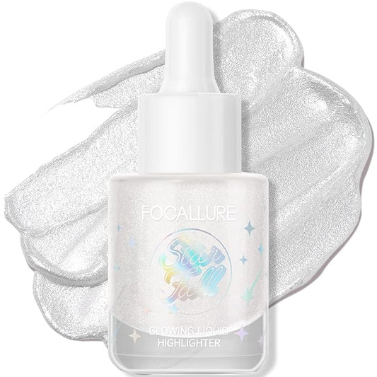 FOCALLURE Starfall Glowing Liquid Highlighter, Shimmering Body Oil, Non-Sticky Shimmer Liquid Luminizer, Non-Greasy, Face & Body Glitter Makeup for Costumes, Cosplay, Rave Festival, MOON CHILD-BrightBean Baby