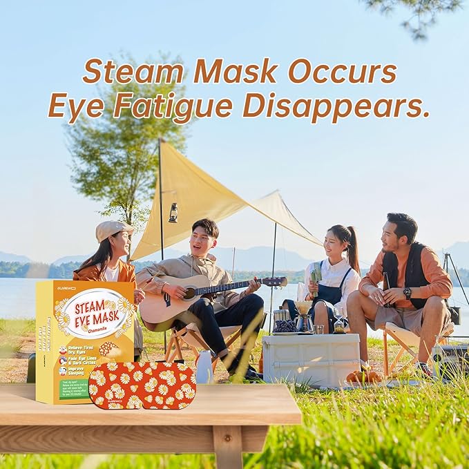 Steam Eye Mask Self Heating Moist Eye Compress Disposable SPA Warm Eye Mask 10 Packs for Dry Eyes, Eye Fatigue, Stress Relief, Soothing Headache Travel Trouble Sleeping (Chamomile)-BrightBean Baby