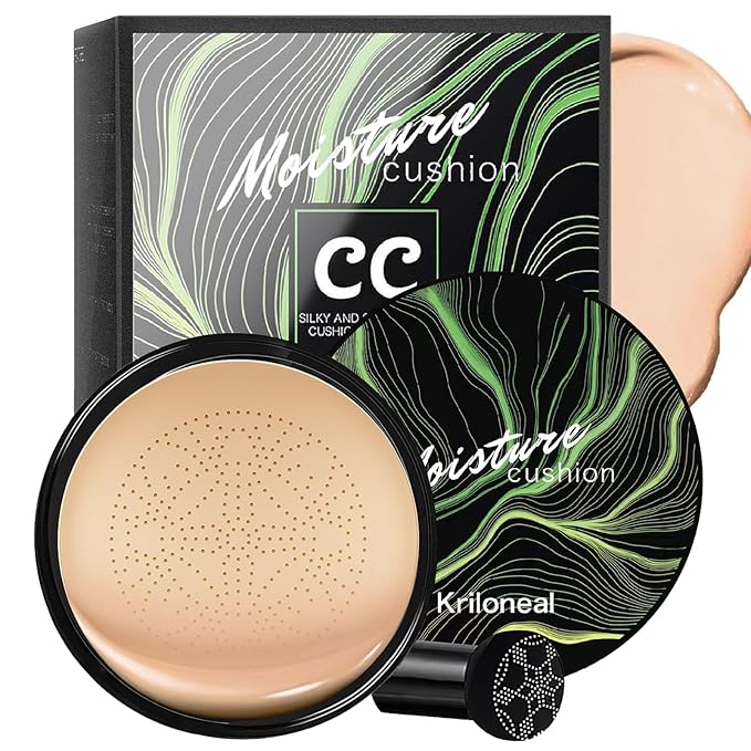 CC Cream Foundation Mushroom Head Air Cushion Face Makeup Moisturizing Concealer Waterproof Oil Control Long-Lasting Nude Makeup Even Skin Tone for All Skin Types (Nature)-BrightBean Baby