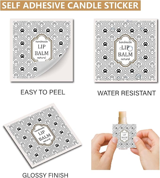 CRASPIRE 80Pcs 8 Styles Lip Balm Sticker Vintage Pattern Self-Adhesive Homemade Lip Balm Labels Vintage Square DIY Label Stickers for Lip Balm Containers Cosmetics Lipsticks-BrightBean Baby