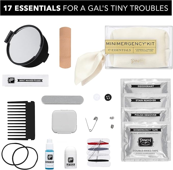 Pinch Provisions Velvet Minimergency Kit, for Her, Includes 17 Must-Have Emergency Essential Items, Compact, Multi-Functional Pouch, Gift for Parties and Birthdays-BrightBean Baby