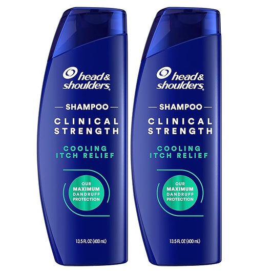Head & Shoulders Clinical Strength Dandruff Shampoo, Selenium Sulfide Dandruff Defense, Intensive Itch Relief, Seborrheic Dermatitis Relief, Cooling Menthol, 13.5 Fl Oz Each, 2 Pack-BrightBean Baby