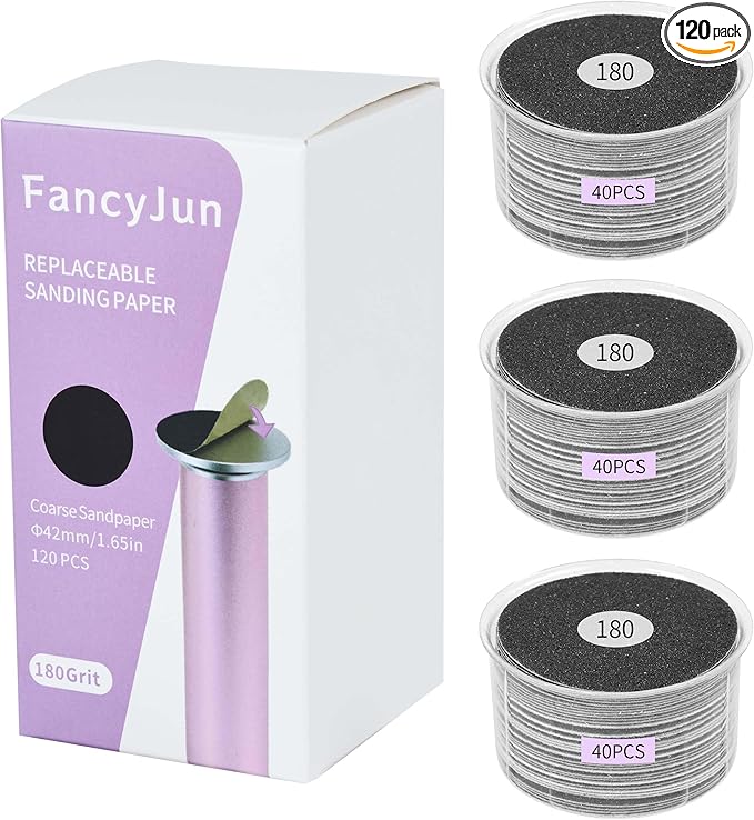 120PCS Fine 180 Grit Replaceable Sandpaper Discs for Electric Foot Callus Removers - 42mm Ultra-Soft Foot File Refills - Gentle Polishing & Baby-Smooth Finish-BrightBean Baby