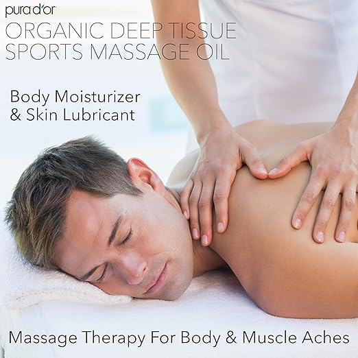 PURA D'OR 16 Oz Organic Deep Tissue Sports Massage - Jojoba, Sunflower, Almond, Grapefruit & Eucalyptus Oils - Alleviate Muscle Soreness-BrightBean Baby