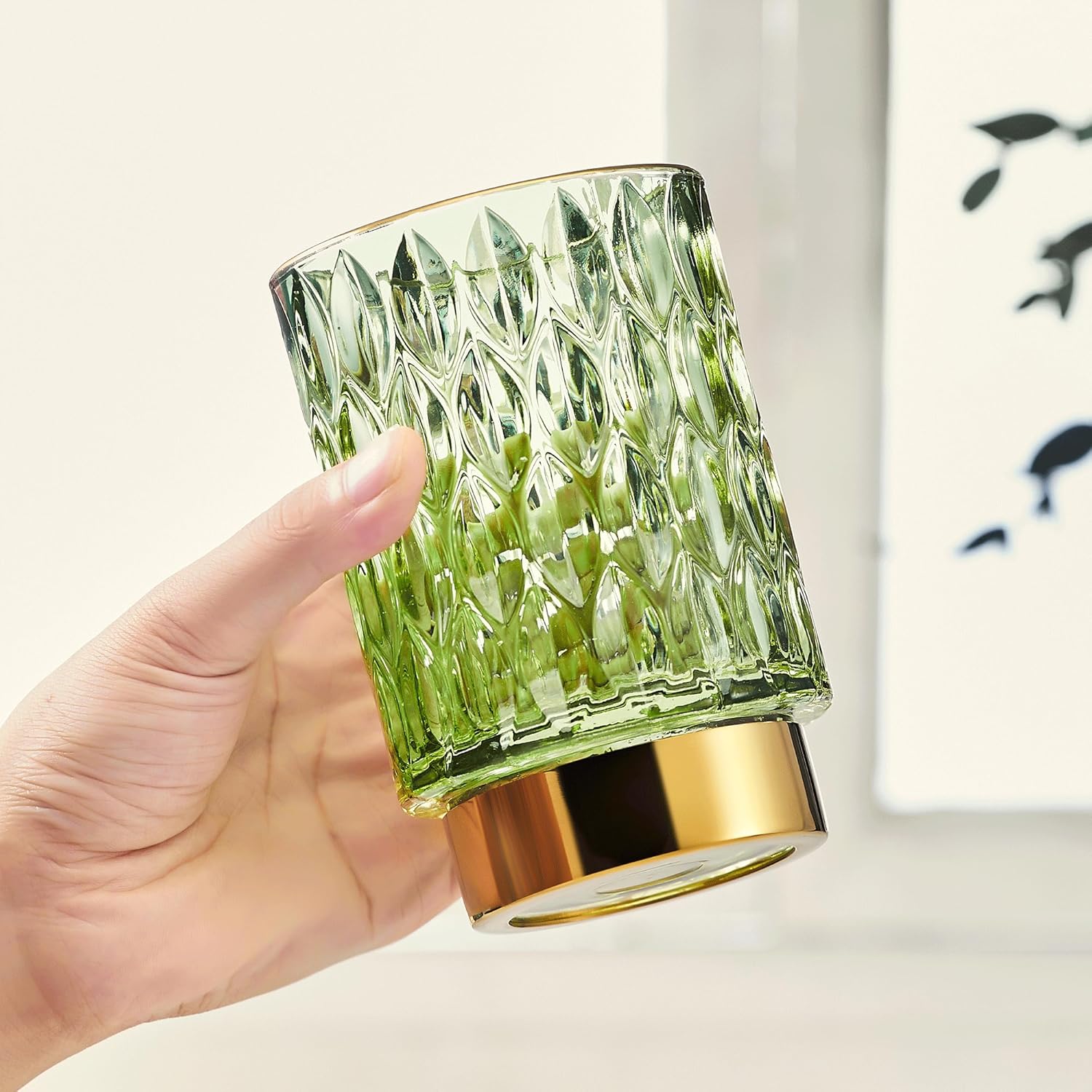 Makeup Brush Holder Organizer,Toothbrush Holders,Desk Pen Pencil Holder,Multifunctional Vintage Glass Brush Cup（A39-1-US）-BrightBean Baby