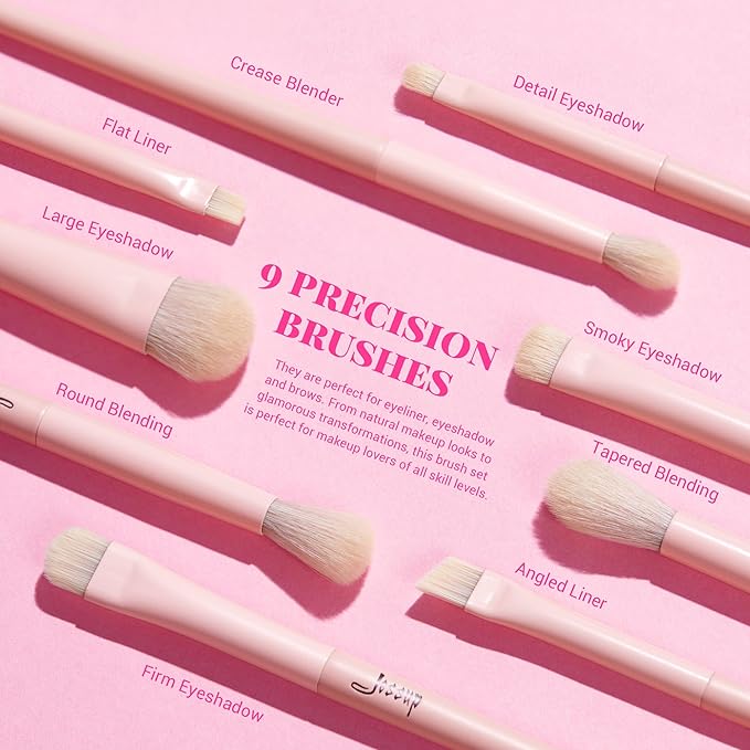 Jessup Pink Makeup Brushes Set 14Pcs Make up Brushes Premium Vegan Foundation Concealer Blush Eyeshadow Eyeliner Powder Highlighter Blending Face Brush Set with Gift Box, T495-G-BrightBean Baby