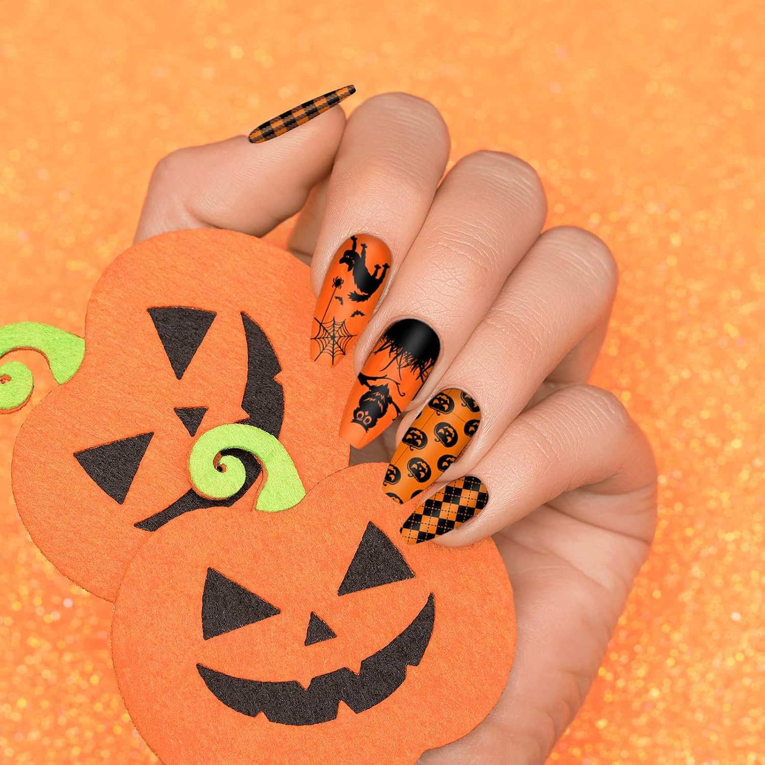 Whaline 10Pcs Halloween Nail Art Stamping Plate Kit Spooky Pumpkin Ghost Skull Plaid Design Nail Art Plate for Holiday DIY Print Manicure Salon-BrightBean Baby