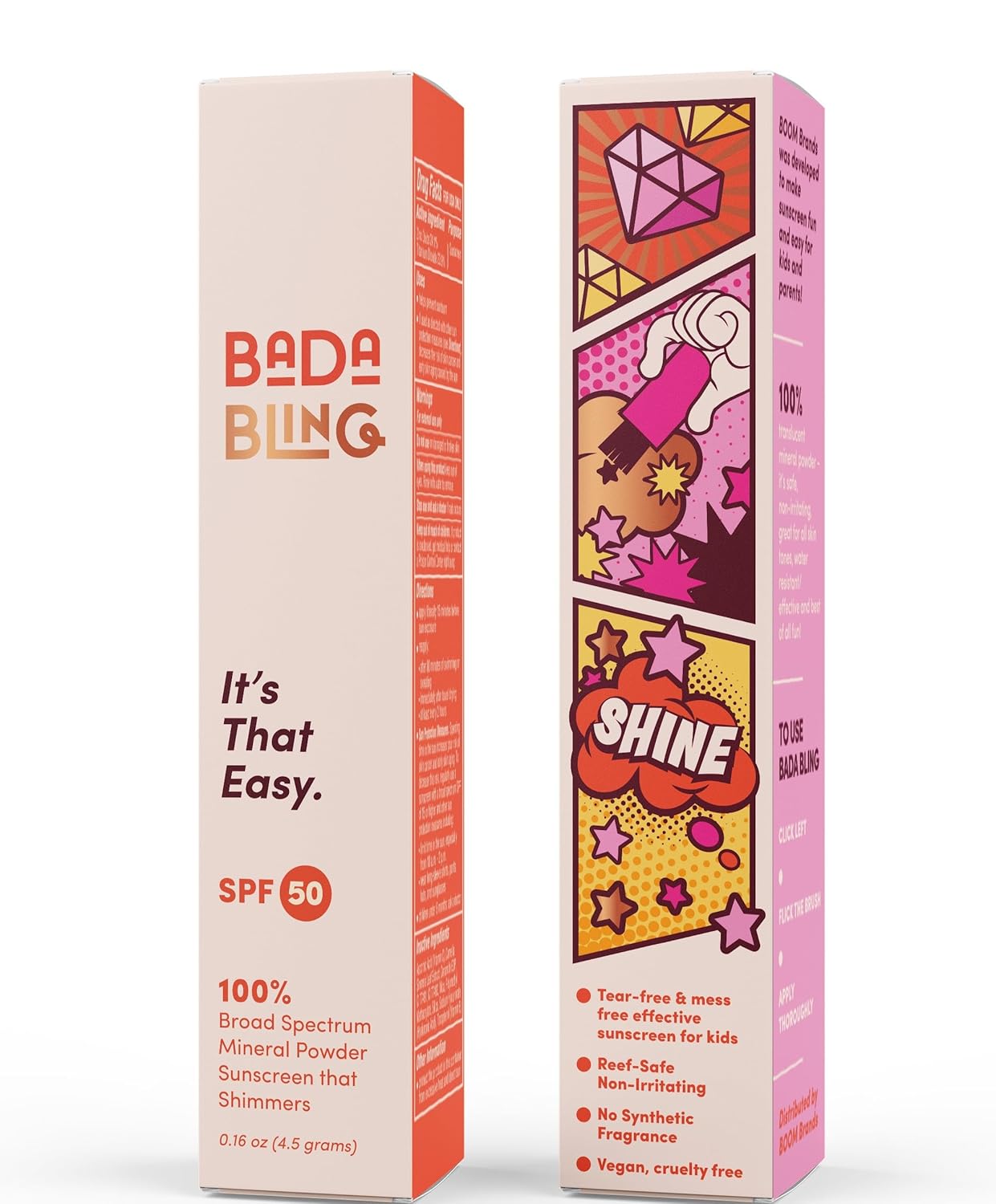 Bada Boom Bada Bling Shimmer Mineral Translucent Sunscreen Powder, Brush on SPF 50 and Sparkles-BrightBean Baby