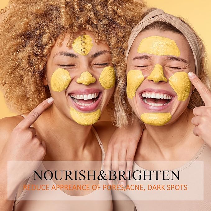 Vitamin C Face Mask with Kaolin Clay and Turmeric for Dark Spots, Dull Skin, Skincare Facial Mask for Controlling Oil and Refining Pores 5.29 Oz-BrightBean Baby