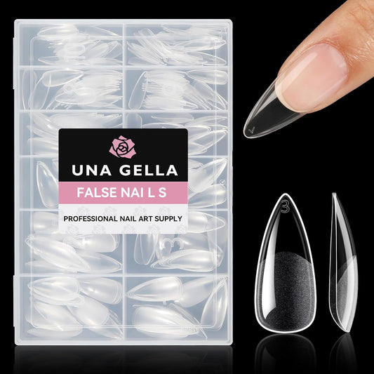 UNA GELLA Stiletto Gel Nail Tips: Full Cover 312Pcs No C Curve Halloween Stiletto Nail Tips Pre-buff Press On Nails Half Matte Almond Gel Tips for Nail Extension DIY Salon 12 Sizes-BrightBean Baby