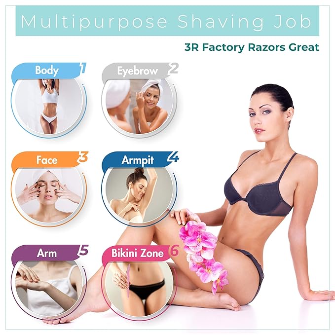 Womens Peach Fuzz Shaver - 3R Factory Ladies Razors for Facial Hair, Face Shaving Razor, Lady Razors for Women Fine Hairs, Eyebrow, Facial & Neck. Come with Safety Cover (Packs of 6)-BrightBean Baby