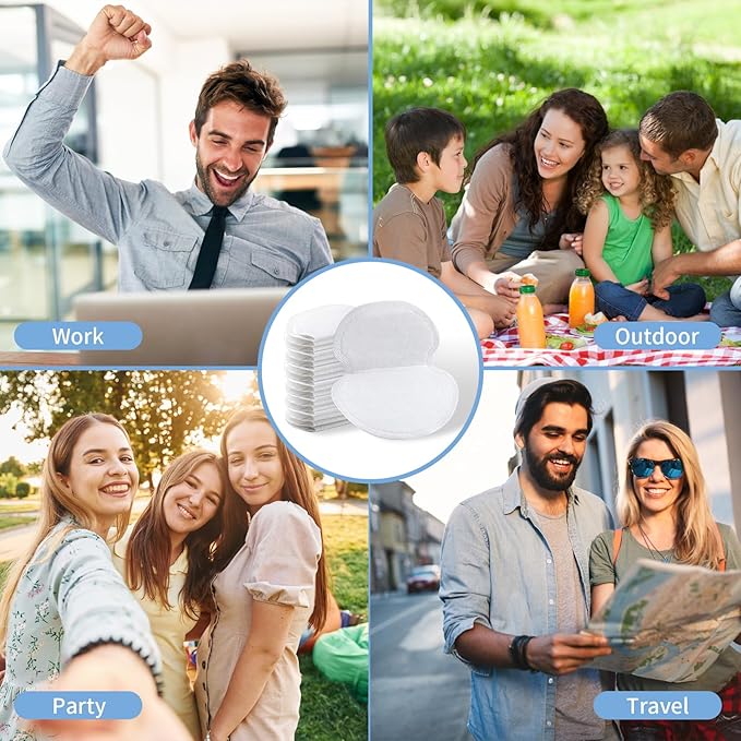 Armpit sweat pads, Underarm Sweat Pads - 120 Pack | Disposable, Ultra-Absorbent & Invisible | Anti-Sweat Pads for Men & Women | Stay Fresh & Dry All Day | Comfortable & Hypoallergenic (White, L)-BrightBean Baby
