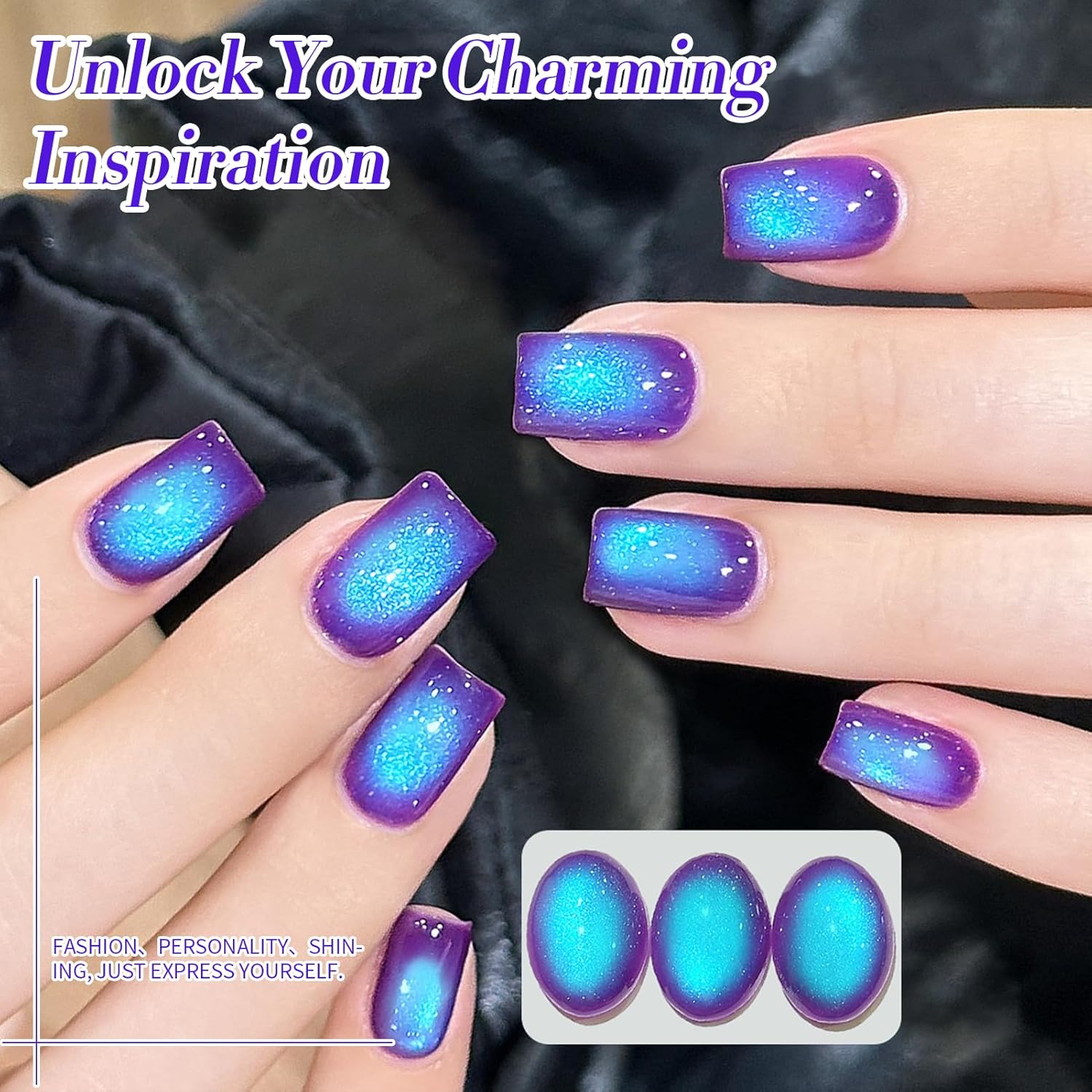 BORN PRETTY Cat Magnetic Eye Gel Nail Polish,Indigo To Violet Gradient Magnetic Gel Polish Blueberry Cat Magnetic Eye Gel Manicure Nail Art DIY 15ml-BrightBean Baby