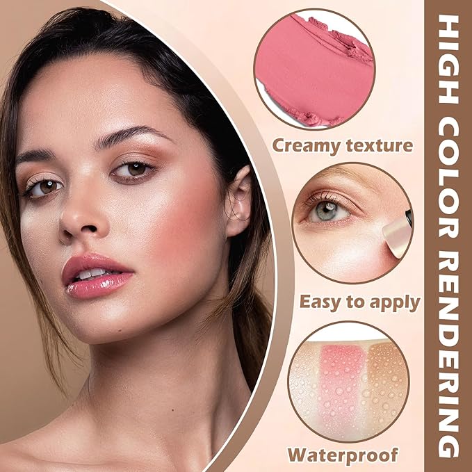 3PCS Cream Contour Stick Makeup Kit Face Highlighter Bronzer Blush Stick Long Lasting Illuminator Highlighters Makeup Stick for All Skin Tones(02 Champagne Gold+05 Rugosa Rose+06 Espresso)-BrightBean Baby