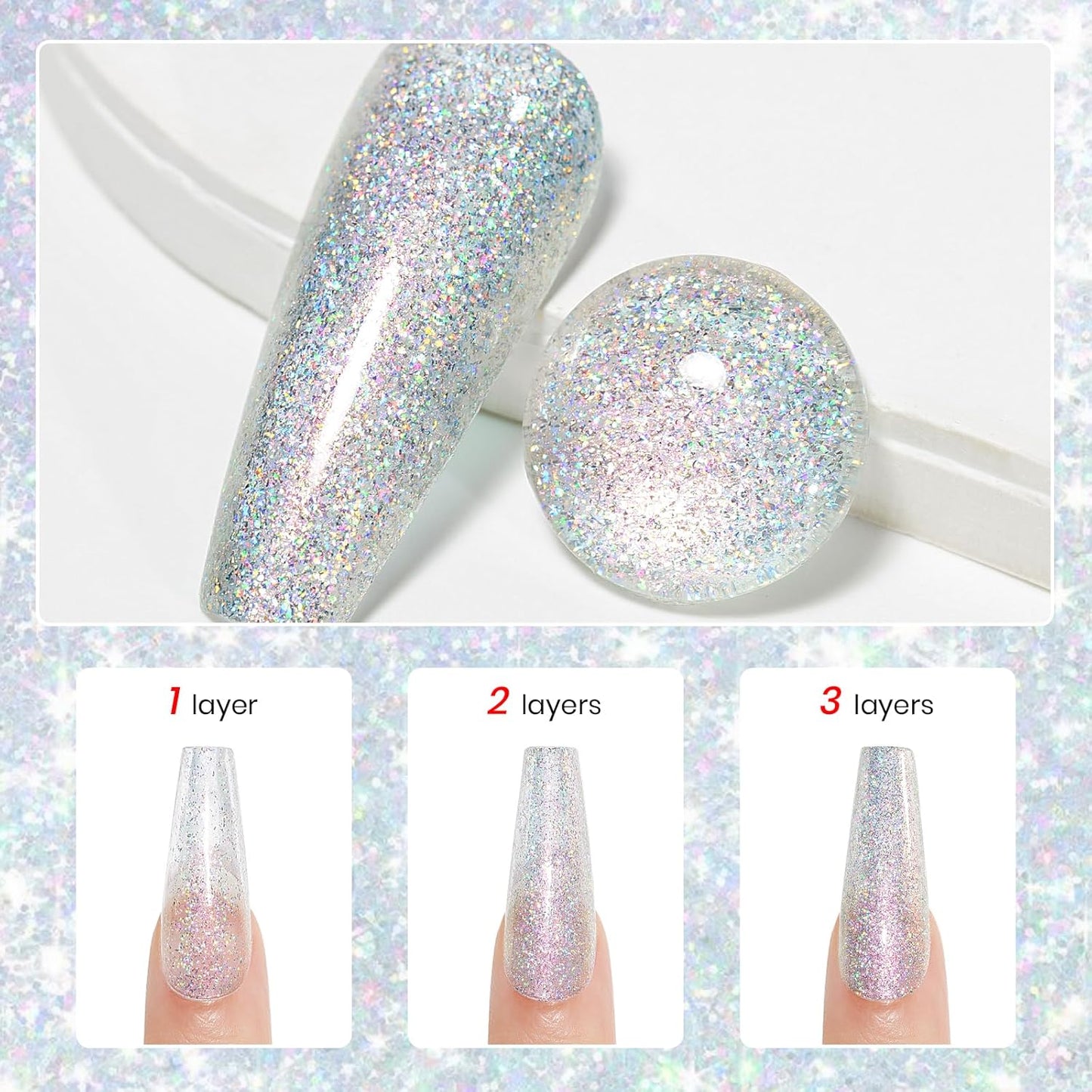 MIZHSE Rainbow Glitter Nail Polish, Quick Dry Iridescent Nail Polish, 15 ml 0.5 fl oz High Glossy Sparkle Shiny Nail Pigment Oil-based Nail Lacquer Nail Art Salon Manicure Home-BrightBean Baby