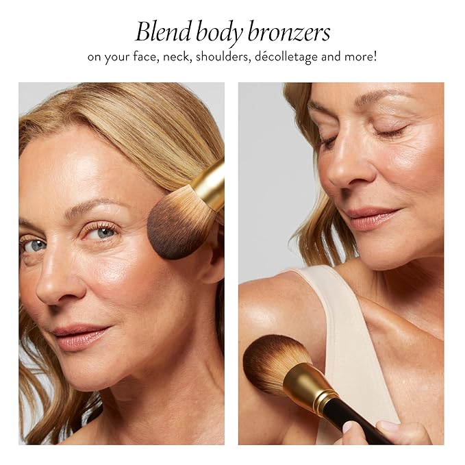 LAURA GELLER NEW YORK Classic Bronzer Brush | Fluffy Powder Brush, Contour & Define, Vegan Bristles-BrightBean Baby