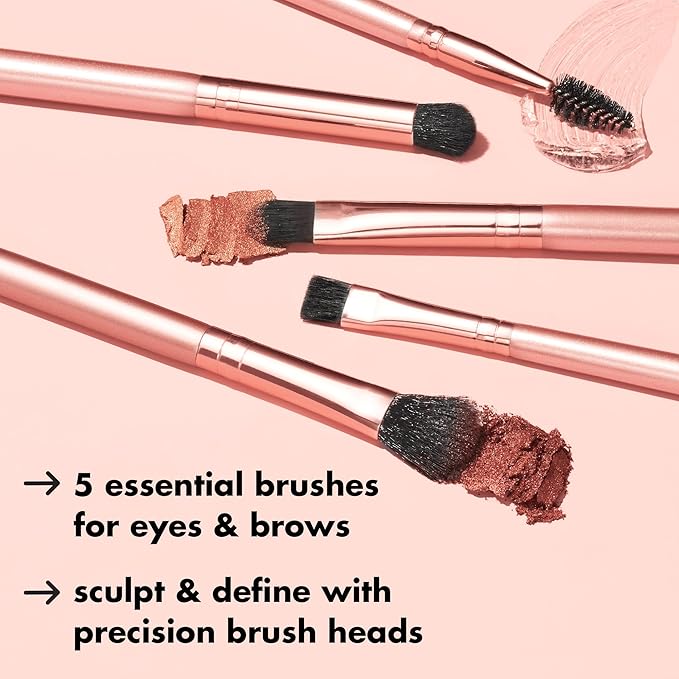 e.l.f. Ultimate Eyes 5 Piece Brush Collection, Makeup Brushes For Eyeliner, Eyeshadow, Brows & more, Vegan & Cruelty-Free-BrightBean Baby