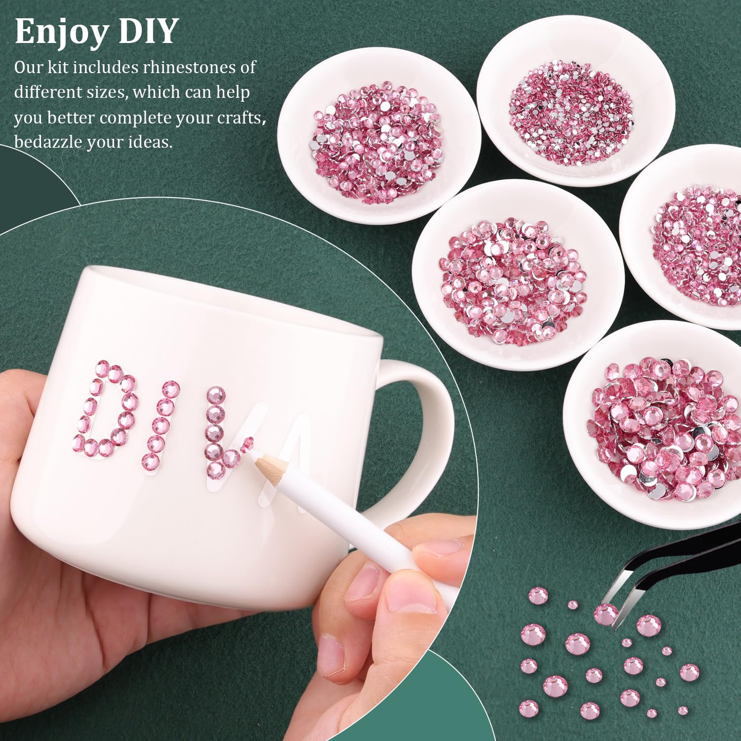 Resin Rhinestones for Crafting with B7000 Jewelry Glue, 1 Box Dark Pink Flatback Crystals with 3Pcs 10ml Glue for Bedazzling Crafts DIY Nail Art Makeup，Non Hotfix Gems for Clothing Shoes-BrightBean Baby