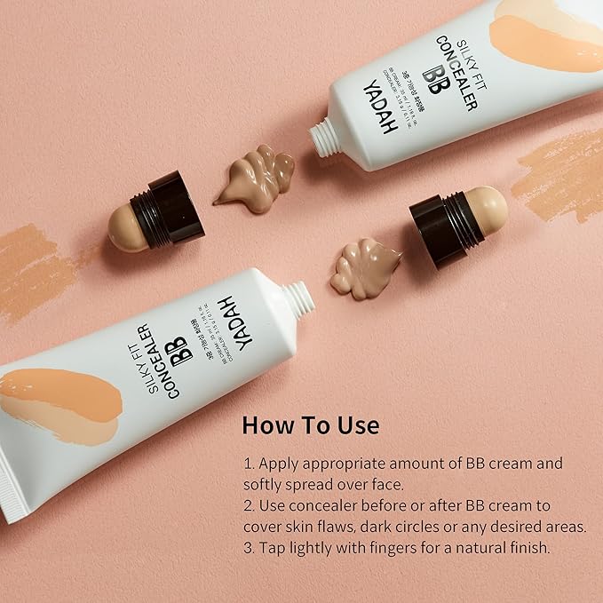YADAH Silky Fit Concealer BB Cream (21 Light Beige, 1.18fl oz) - 2-in-1 Korean Makeup for Flawless Skin, Tinted Moisturizer for Blemish Cover. Long-Lasting, All-Day Wear.-BrightBean Baby