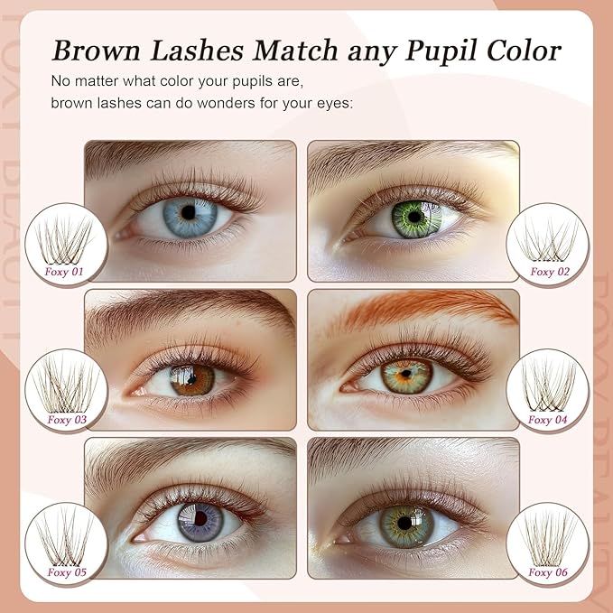 Lash Clusters - Dark Brown Lashes 360PCS Natural Wispy Fluffy Eyelash Clusters 8-16 MM Eyelash Extensions D Curl Faux Mink Lash Extensions DIY at Home-BrightBean Baby