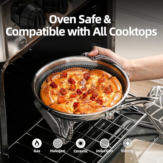 DELUXE Hybrid Ceramic Nonstick 12-Inch Fry Pan with Glass Lid