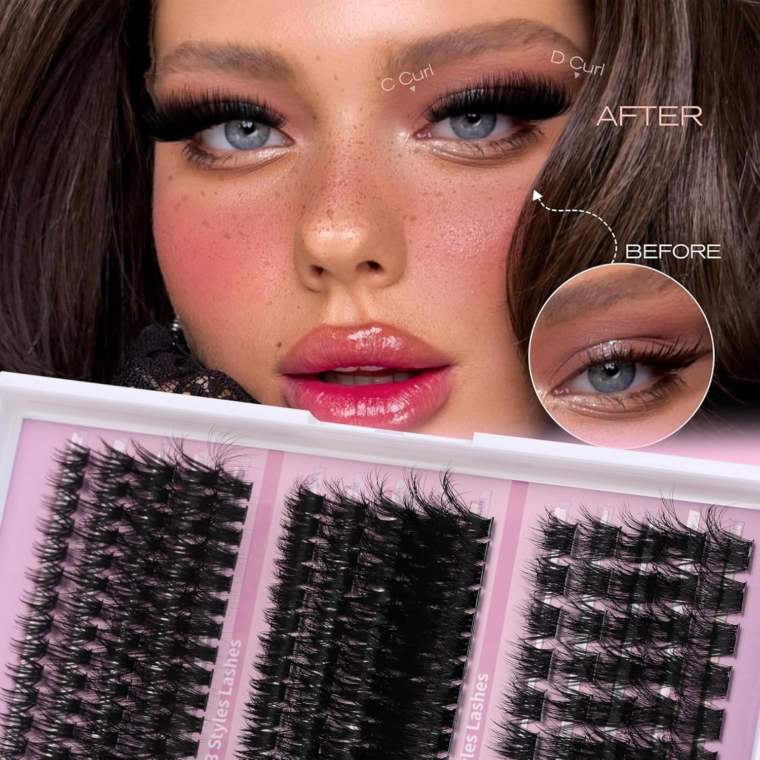 Volume Lashes Clusters Lash Kit Gift Packs 770Pcs with 2X Bond&Seal 5 style Mixed C-Curl False Eyelashes Extensions Faux Mink Individual Lash Wholesale Pack DIY Individual Fake Eyelashes Box-BrightBean Baby