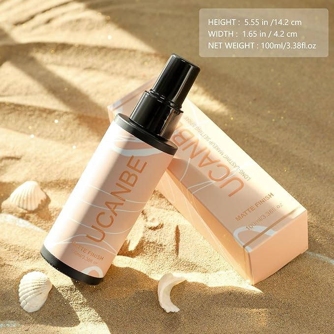 Long Lasting Makeup Setting Spray Kit - 3.38 Fl oz Super Matte Finish Setting Mist Lightweight Face Make up Fixer for Oily Skin + 1PC Sponge Puff + 1PC Powder Puff-BrightBean Baby