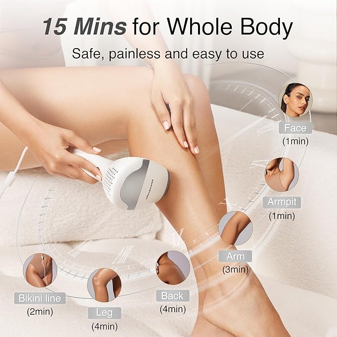 Diode Laser Hair Removal for Men and Women, V8S for Skin Tone 1-5, Permanent Reduction in Hair Regrowth, The World's First FDA-cleared Home-use Wide-Angle 810nm Laser Hair Removal Device-BrightBean Baby