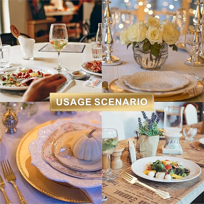 N9R 100PCS Gold Plastic Forks, 7.48inch Disposable Gold Plastic Silverware, Heavy Duty Plastic Forks for Parties, Weddings and Events