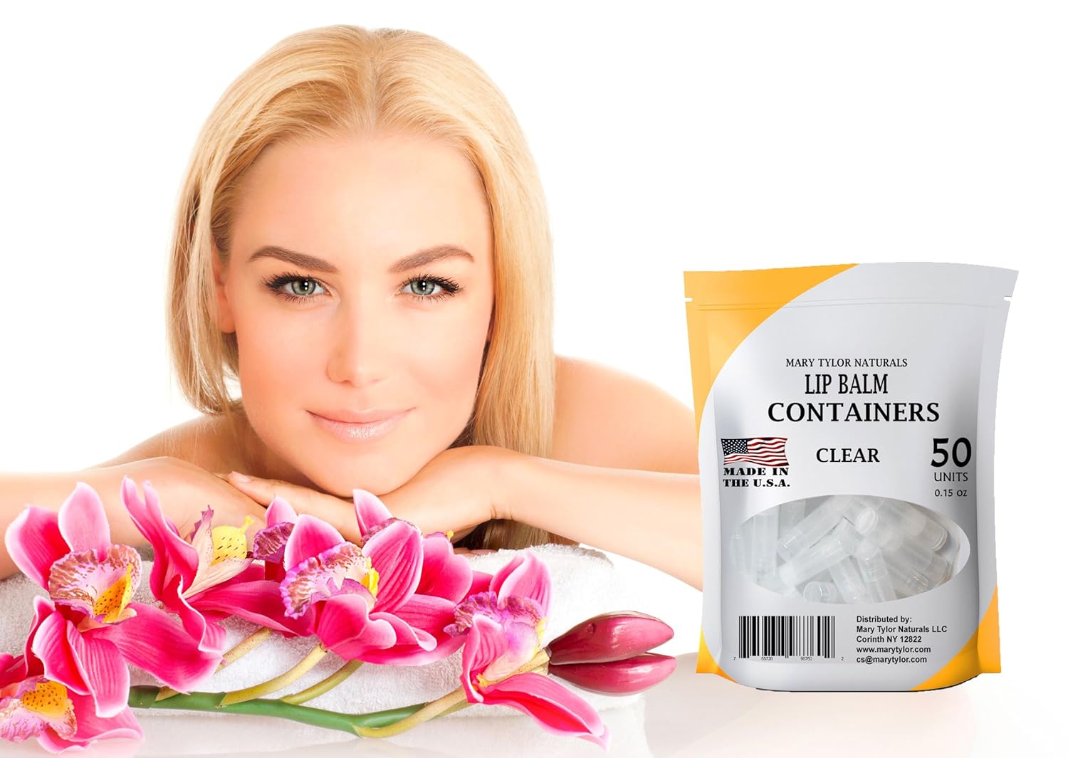 50 Clear Lip Balm Containers Round Tubes, BPA Free, Made in USA, 100% BPA Free, with Clear Caps For DIY Lipstick, homemade Lip Balms by Mary Tylor Naturals-BrightBean Baby