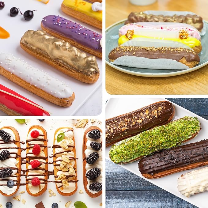2 Pcs Eclair Silicone Molds Hot Dog Bun Granola Bar Mold Nonstick & Heat proof Baking Pan Bread Mold for Homemade Hotdog Bun Rolls