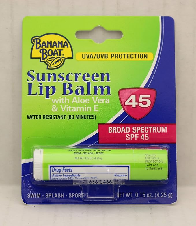 Banana Boat Spf#45 Lip Balm Sunscreen 0.15 Ounce (12 Pieces) Strip (4ml)-BrightBean Baby