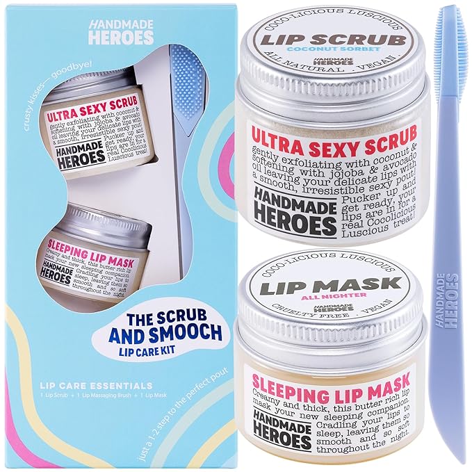 100% Natural Lip Scrub, Vegan Conditioning Coconut Lip Exfoliator - Gentle Exfoliant, Sugar Lip Polish and Lip Exfoliator Scrubber for Chapped and Dry Lips (Original 3pc Set)-BrightBean Baby