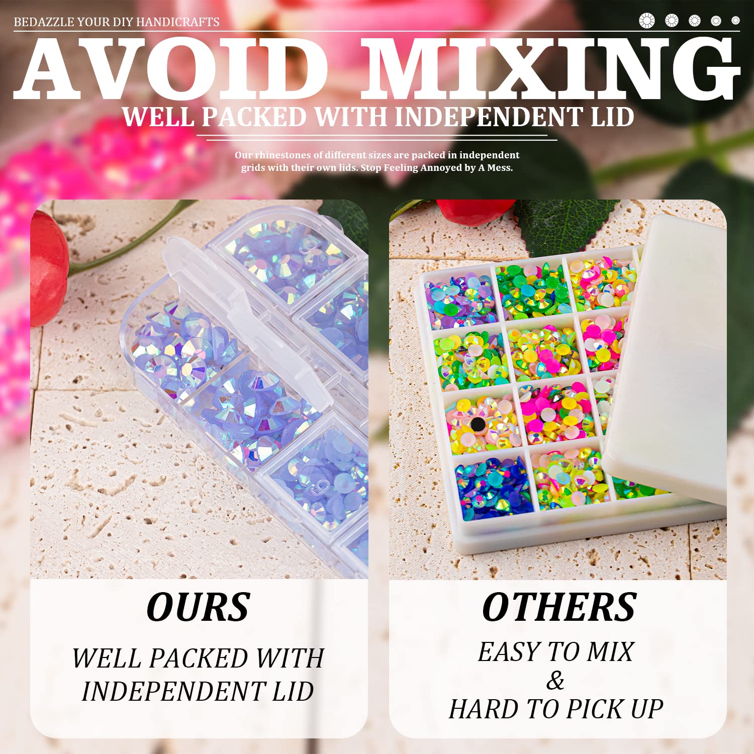 7000PCS Resin Rhinestones with Tweezers for Crafting, 2/3/4/5/6mm Flatback Jelly Rhinestones, 4 Box Sky Blue AB Non Hotfix Crystal Gems for DIY Crafts Mugs Tumblers Clothes Makeup Nail-BrightBean Baby