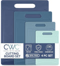 COOK WITH COLOR Non-Slip Cutting Board Set – Kitchen Essentials with Easy Grip Handle for Meat, Veggies, and Fruits, 4 Cutting Boards, Blue-New