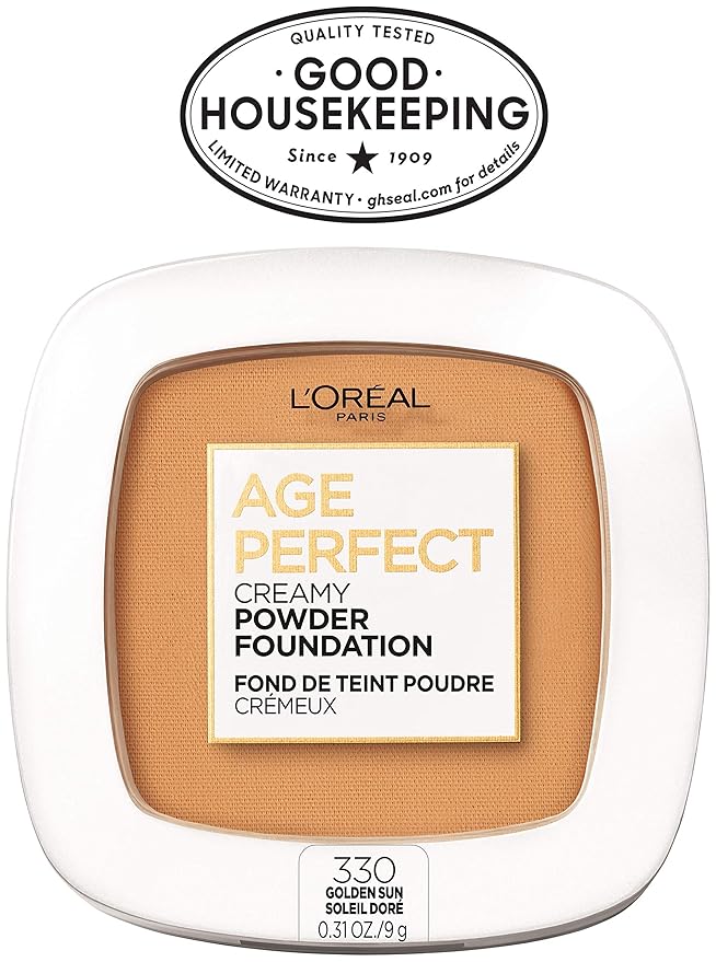 L’Oréal Paris Age Perfect Creamy Powder Foundation Compact, 330 Golden Sun, 0.31 Ounce-BrightBean Baby