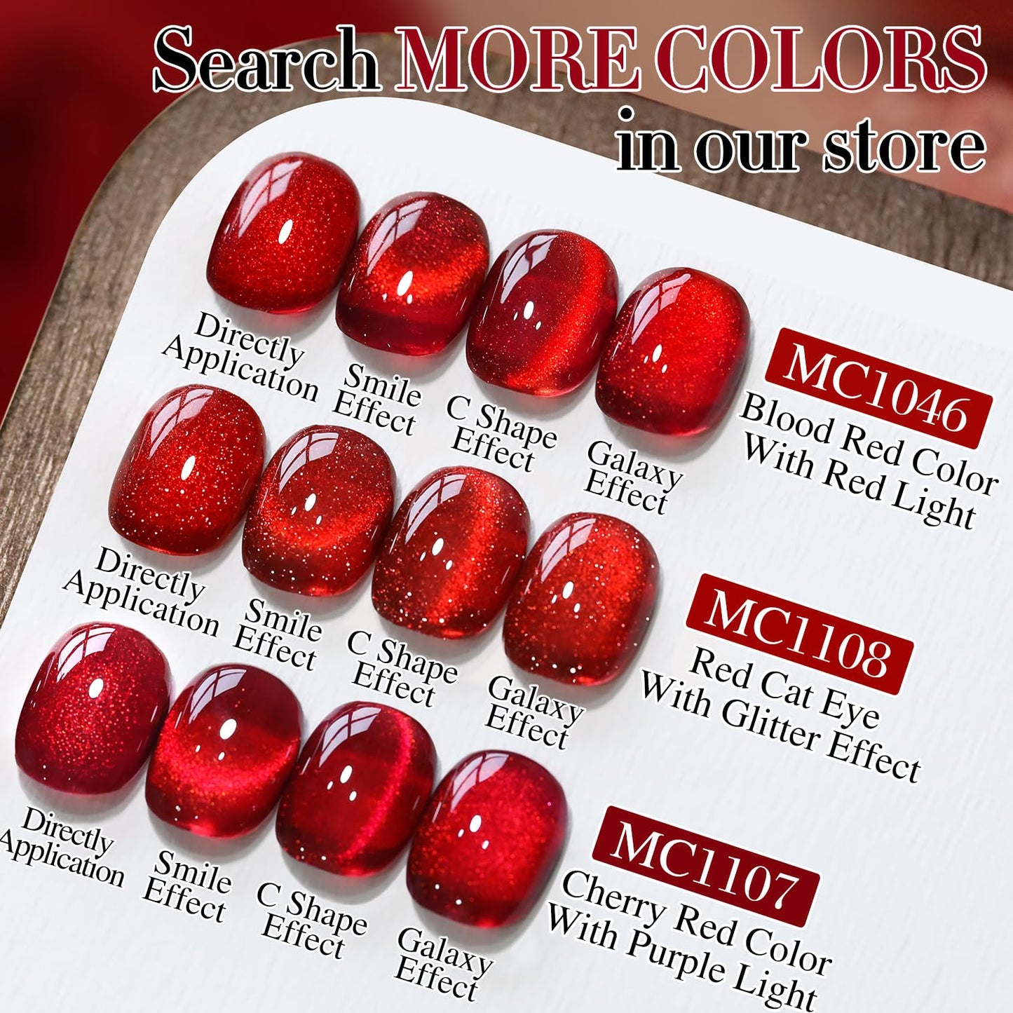 Double Rhythm Jelly Glass Cat Eye Gel Polish with Magnet 15ML Holographic Glitter Shimmer Translucent Sheer Color Magnetic Nail Polish Salon DIY at Home (Blood Red-MC1107)-BrightBean Baby